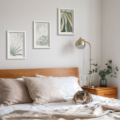 Photo frame wall Plant leaves in shades of green and gray