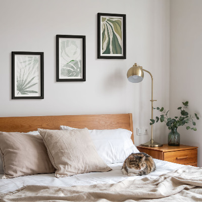 Photo frame wall Plant leaves in shades of green and gray