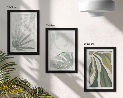 Photo frame wall Plant leaves in shades of green and gray