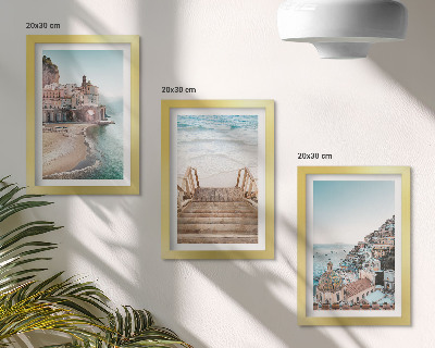 3-piece wall art set Summer pastel views with seaside architecture and beach