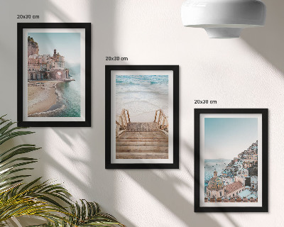 3-piece wall art set Summer pastel views with seaside architecture and beach