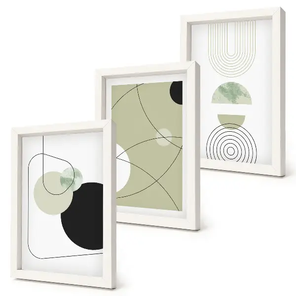 3-piece wall art set Abstract shapes in subdued colors
