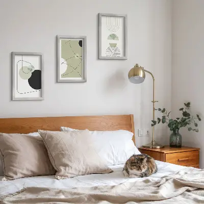 3-piece wall art set Abstract shapes in subdued colors