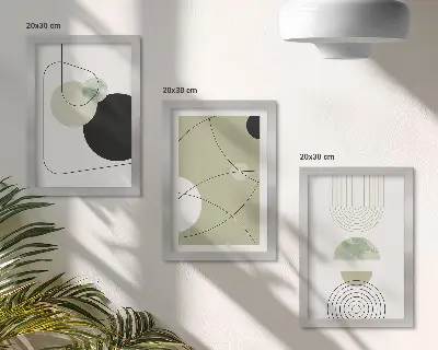 3-piece wall art set Abstract shapes in subdued colors