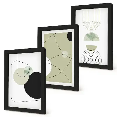 3-piece wall art set Abstract shapes in subdued colors
