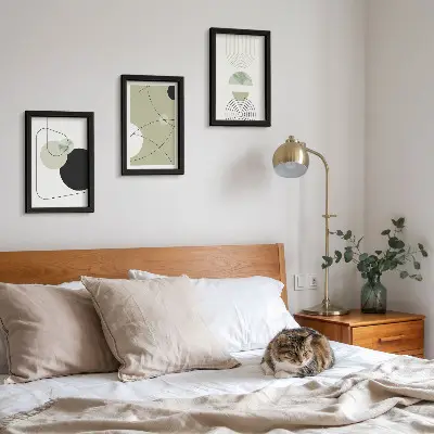 3-piece wall art set Abstract shapes in subdued colors
