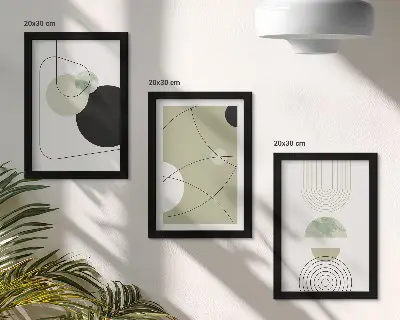 3-piece wall art set Abstract shapes in subdued colors