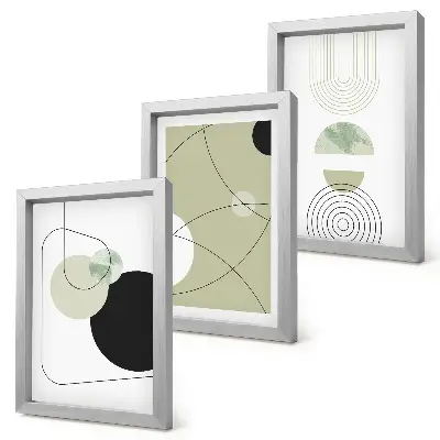 3-piece wall art set Abstract shapes in subdued colors