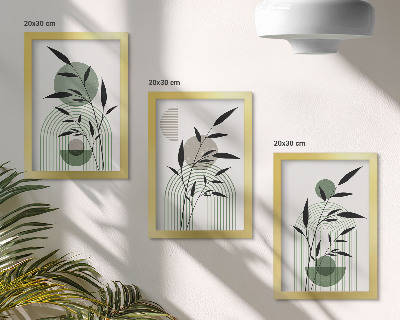 Framed triptych Abstract plant compositions, boho style
