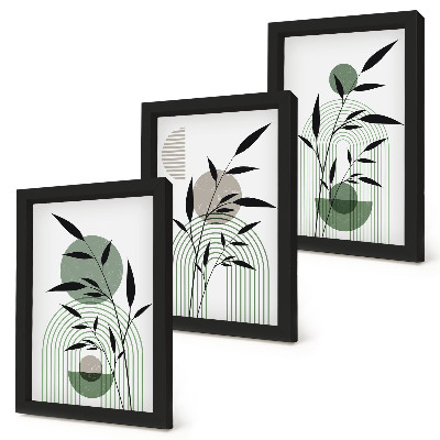 Framed triptych Abstract plant compositions, boho style