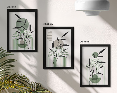 Framed triptych Abstract plant compositions, boho style