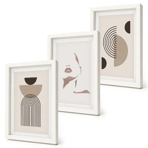 3-piece abstract geometric and facial silhouette wall art set modern abstract print on canvas