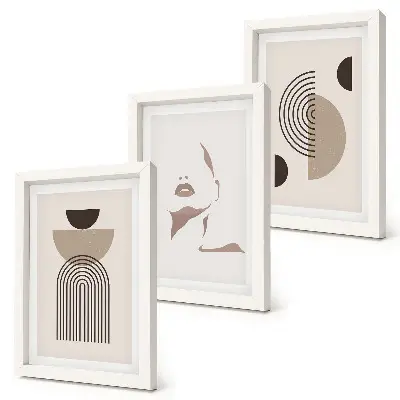 3-piece abstract geometric and facial silhouette wall art set modern abstract print on canvas
