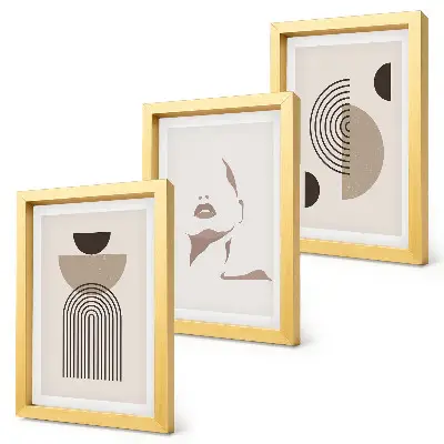 3-piece abstract geometric and facial silhouette wall art set modern abstract print on canvas
