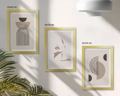 3-piece abstract geometric and facial silhouette wall art set modern abstract print on canvas