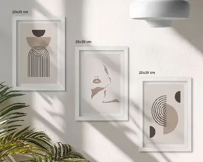 3-piece abstract geometric and facial silhouette wall art set modern abstract print on canvas