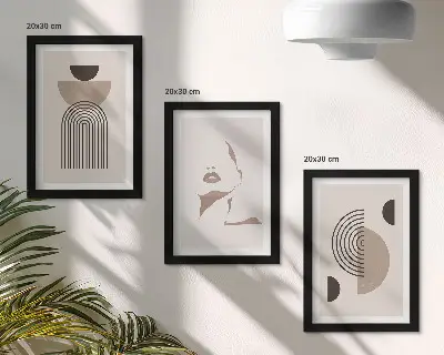 3-piece abstract geometric and facial silhouette wall art set modern abstract print on canvas