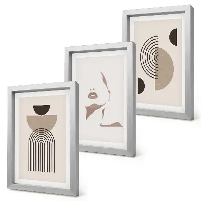 3-piece wall art set Abstract geometric forms and facial silhouette