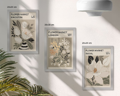 Photo frame wall Retro flowers from different cities around the world
