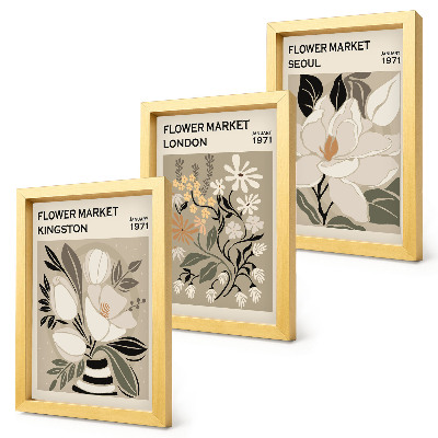 Photo frame wall Retro flowers from different cities around the world