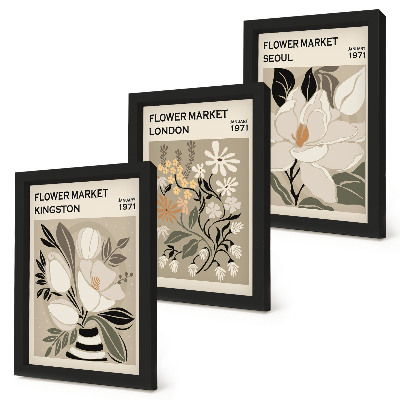Photo frame wall Retro flowers from different cities around the world