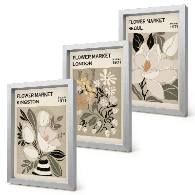 Photo frame wall Retro flowers from different cities around the world