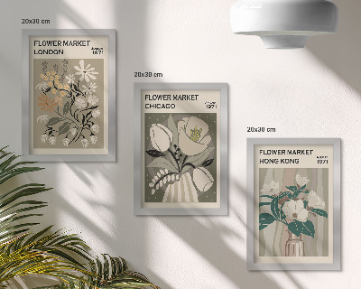 3-piece wall art set Flower markets in London, Chicago and Hong Kong