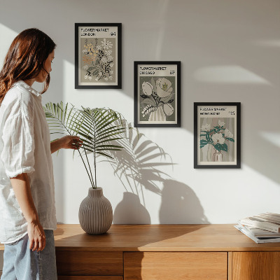 3-piece wall art set Flower markets in London, Chicago and Hong Kong
