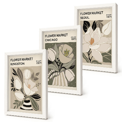 Photo frame wall Flowers from the Kingston, Chicago, and Seoul markets in retro style