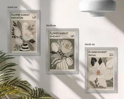 Photo frame wall retro styled flowers from the Kingston, Chicago, and Seoul markets