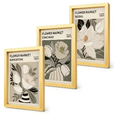 Photo frame wall retro styled flowers from the Kingston, Chicago, and Seoul markets