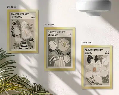 Photo frame wall retro styled flowers from the Kingston, Chicago, and Seoul markets