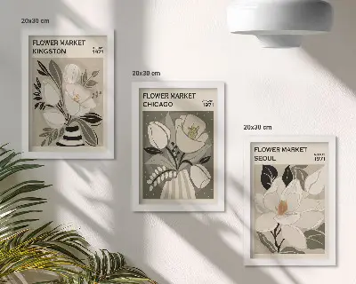 Photo frame wall retro styled flowers from the Kingston, Chicago, and Seoul markets