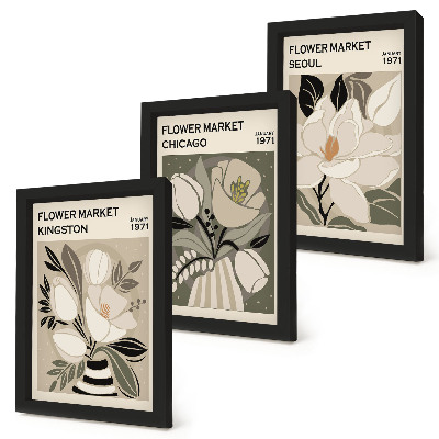 Photo frame wall Flowers from the Kingston, Chicago, and Seoul markets in retro style