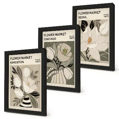 Photo frame wall retro styled flowers from the Kingston, Chicago, and Seoul markets