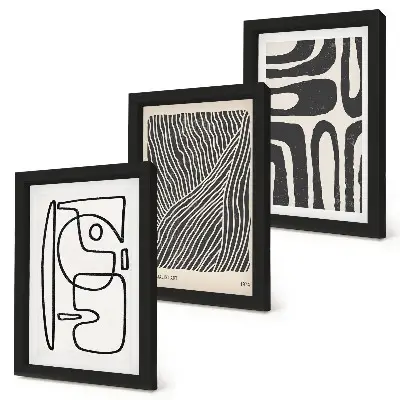 Framed triptych Abstract patterns with lines and textures on a light background