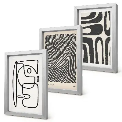 Framed triptych Abstract patterns with lines and textures on a light background