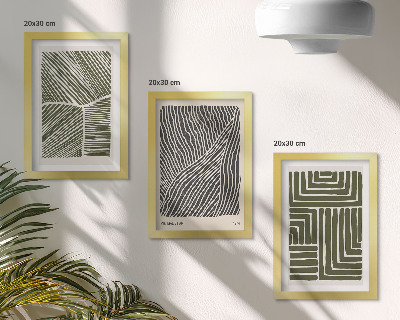 3-piece wall art set Patterns of lines and shapes in shades of green