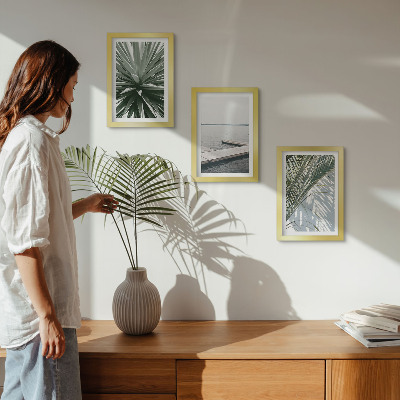 Photo frame wall Palm leaves plant and wooden bridge