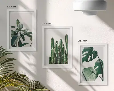 Tropical houseplants aesthetic leaves triptych framed wall art set