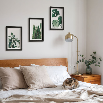 Framed triptych Tropical houseplants aesthetic leaves