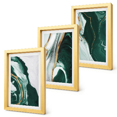 3-piece wall art set Abstract paint patterns in green and white