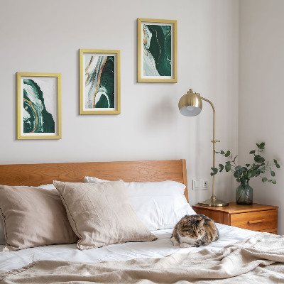 3-piece wall art set Abstract paint patterns in green and white