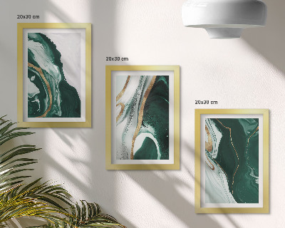 3-piece wall art set Abstract paint patterns in green and white