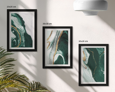 3-piece wall art set Abstract paint patterns in green and white