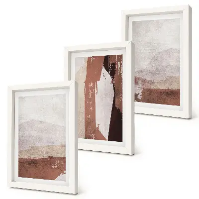 Framed triptych Abstract patterns in shades of brown and beige