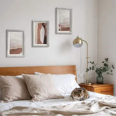 Framed triptych Abstract patterns in shades of brown and beige