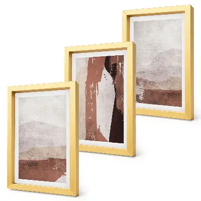Framed triptych Abstract patterns in shades of brown and beige