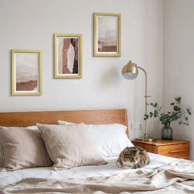 Framed triptych Abstract patterns in shades of brown and beige