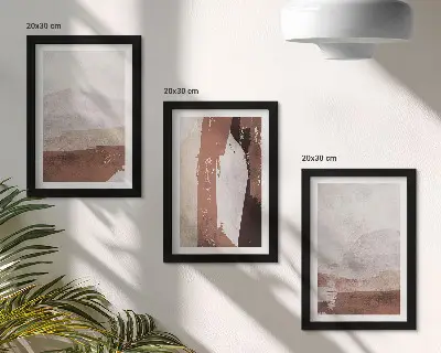 Framed triptych Abstract patterns in shades of brown and beige
